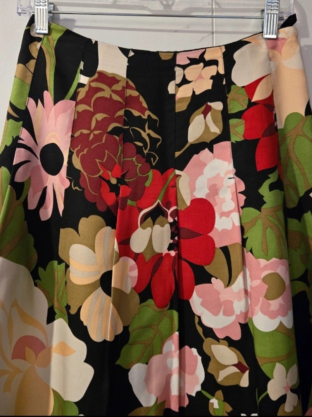 Vintage Talbots,Floral A-Line Skirt in Black, Pink & Green - Picture 3 of 10